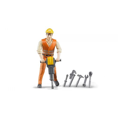 Bruder Figurine Ouvrier Avec Accessoires De Chantier