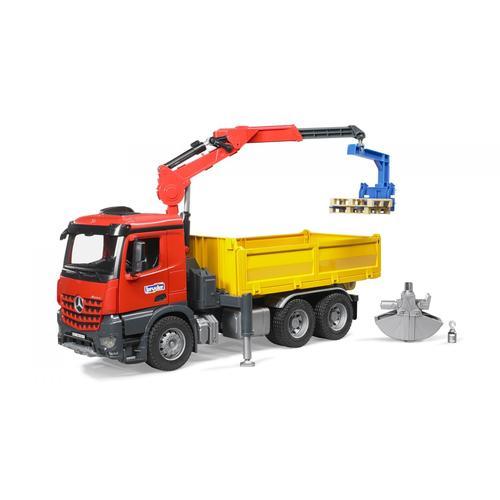 Bruder Camion Benne Mercedes-Benz Arocs Avec Grue Et Accessoires