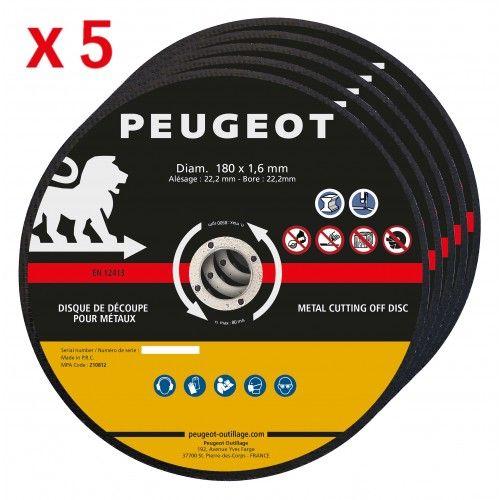 Disques à tronçonner 180 mm x5 - pour métaux ferreux PEUGEOT