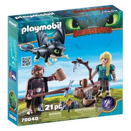 Playmobil 70040 - Harold Et Astrid Avec Bébé Dragon