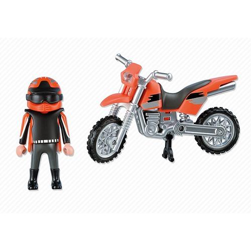 BOITE PLAYMOBIL 5115 MOTO CROSS RALLYE DUNE SABLE AVEC PILOTE N 3