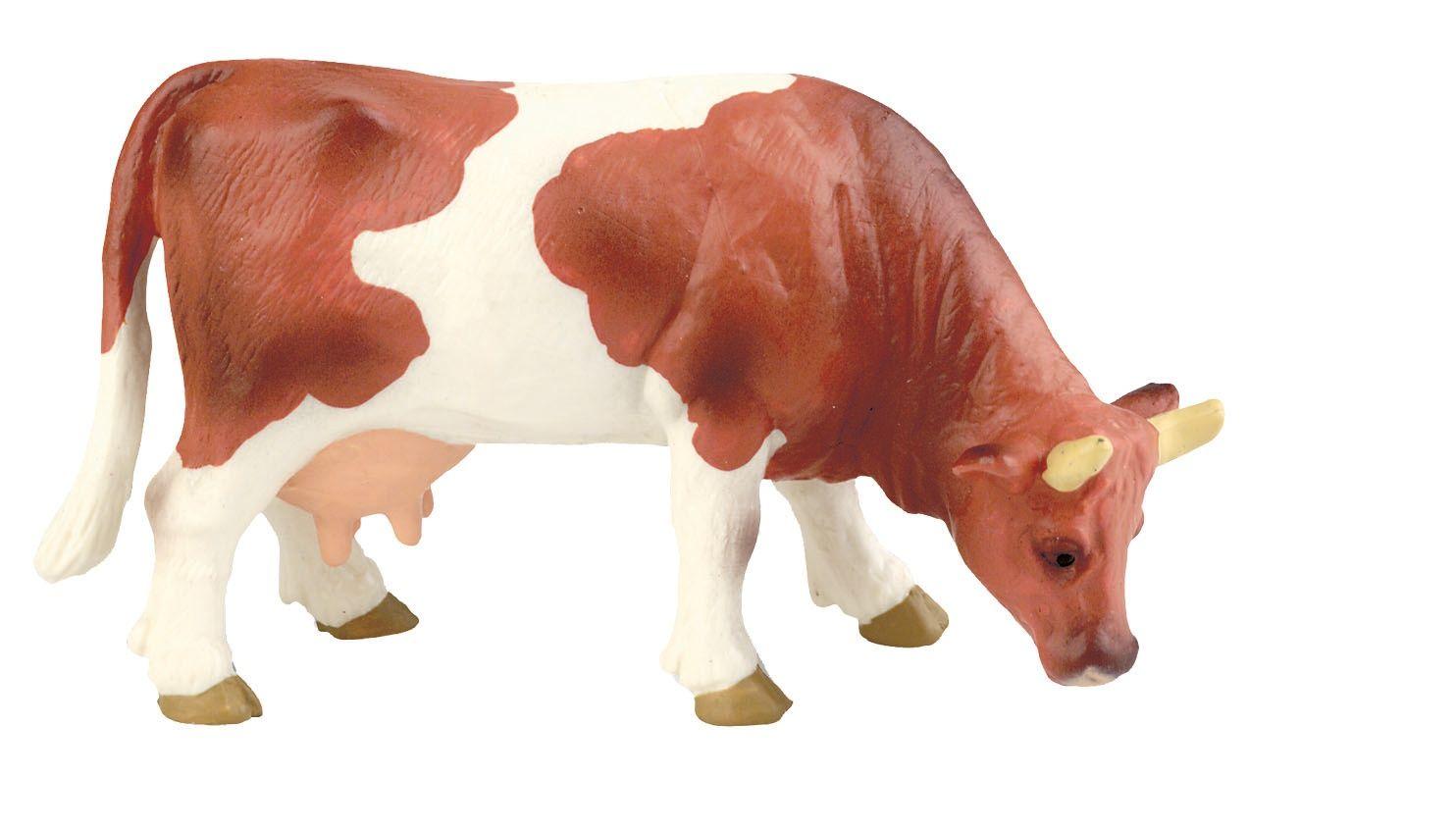Jeu jouet figurine animal - vache marron et blanche