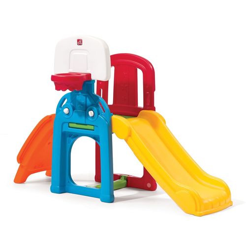 Aire De Jeux Avec Toboggan Et De Nombreuses Options De Jeu | Aire De Jeux Enfant En Plastic Avec Toboggan, Panier De Basketball & Mur D'escalade - Step2 Game Time Sports Climber