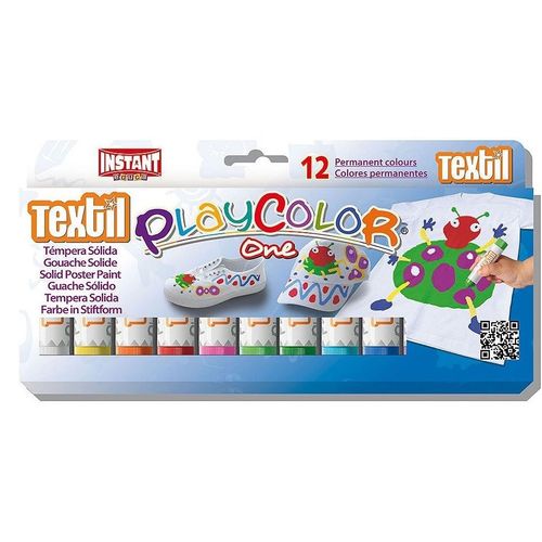 Playcolor Boite De 12 Sticks Gouache Solide Textil One