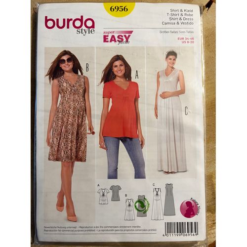 Burda 6956 - Super Easy - Patron De T-Shirt Et Robe Pour Future Maman 