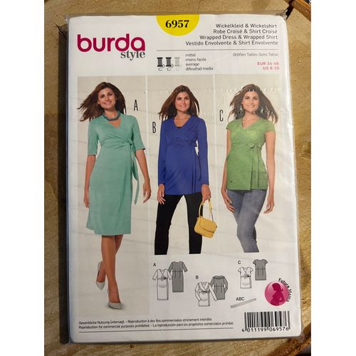 Burda 6957 - Patron De Robe Et Top Croisé Pour Future Maman