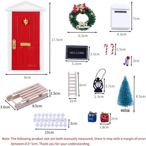 Porte Magique Lutin Farceur 25 Pièces Kit Lutin Farceur de Noël Miniature  Lutin Farceur de Noel Accessoires Kit de Noël Miniature pour Porte de Lutin