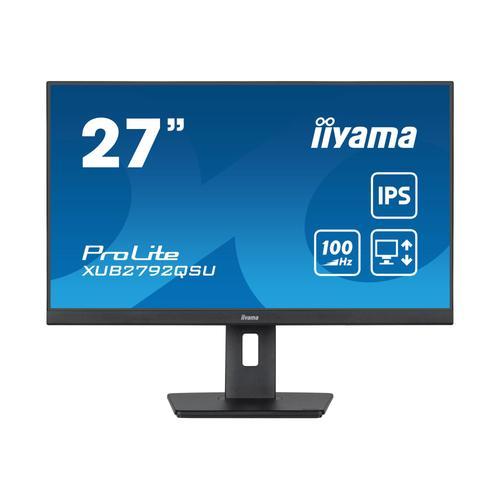 iiyama ProLite XUB2792QSU-B6 - Écran LED - 27" - 2560 x 1440 WQHD @ 100 Hz - IPS - 250 cd/m² - 1300:1 - 0.4 ms - HDMI, DisplayPort - haut-parleurs - noir mat