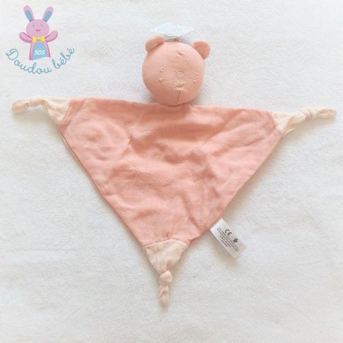 Doudou Plat Ours Lange Coton Rose Blanc Fleurs Simba Kiabi