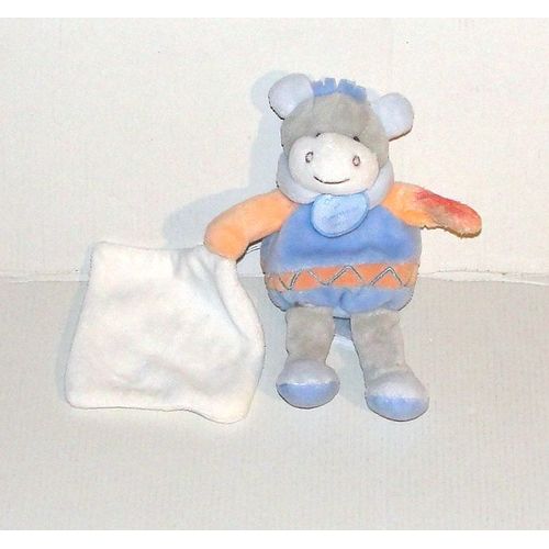 Doudou Cheval Vache Doudou Et Compagnie - Peluche Animal Patin Fleur D&c 16 Cm
