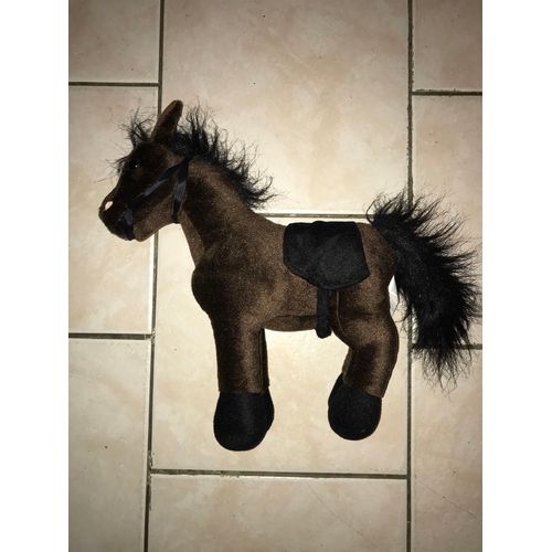 Doudou Peluche Cheval Noir Et Marron Forest Distribution 35cm