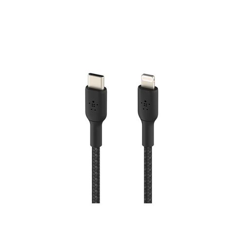 Belkin BOOST CHARGE - Câble Lightning - 24 pin USB-C mâle pour Lightning mâle - 2 m - noir - Alimentation USB (18 W)