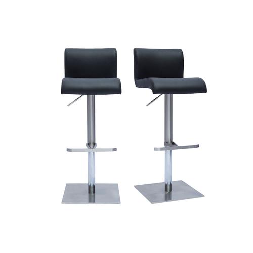 Tabourets De Bar Design Réglables Noir Et Inox Brossé (Lot De 2) Sheina