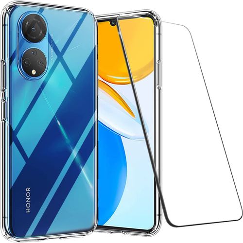 Pack Coque Transparente En Tpu Et Vitre En Verre Trempé Full Cover Noir Pour Honor X7 - Xeptio