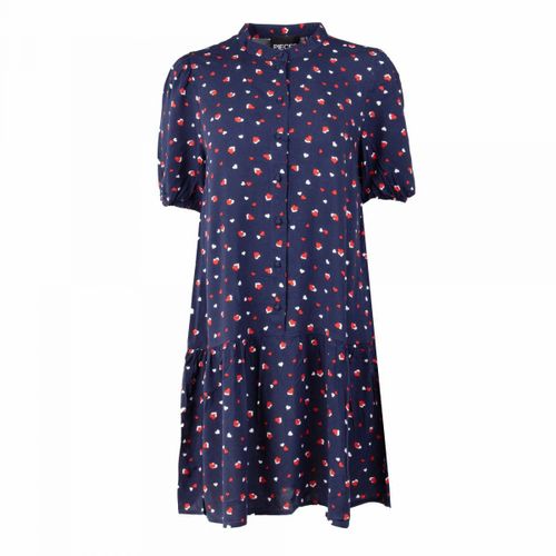 Robe Chemise Manches Courtes À Volants Imprimé Coeurs Femme Pieces