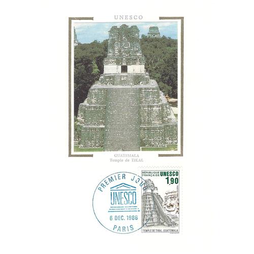Fdc Cp 1986 - Unesco Temple De Tikal Au Guatemala - Yvert Service 91