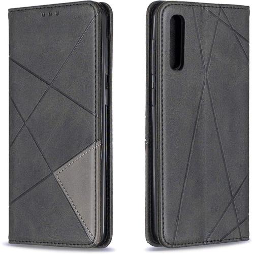 Coque Pour Samsung Galaxy A30s/A50s, Housse Portefeuille En Cuir Etui De Protection Avec Tpu Silicone Bumper Antichoc Magnétique Flip Case, Porte Cartes Avec Fonction Support Cover (Noir)