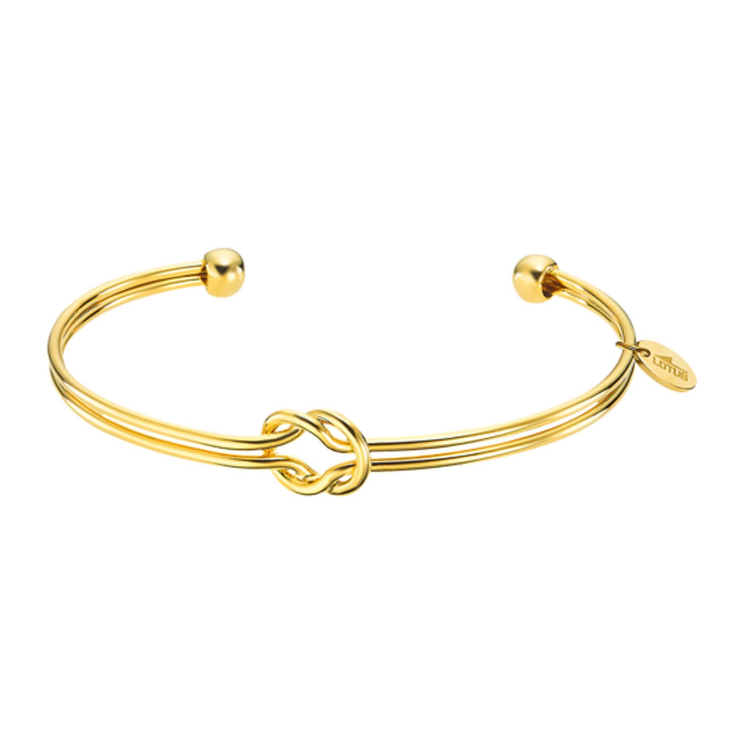 Bracelet Jonc Ouvert Lotus Style Acier Doré