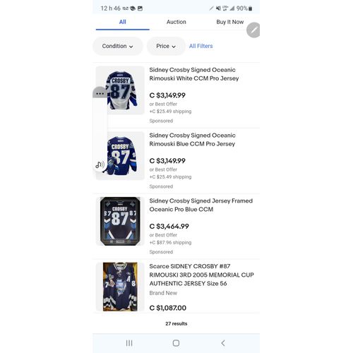 Jersey De Sidney Crosby Autographié
