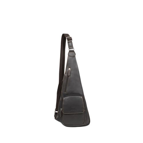 Sacoche asymetrique Hexagona Ref 57670 marron 25*48*5 cm