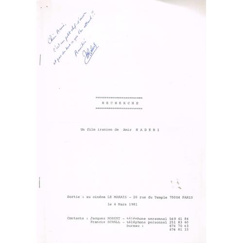 Recherche - Film De Amir Naderi - 1981 - Presse - 14 Pages 29,7 X 21 Cm