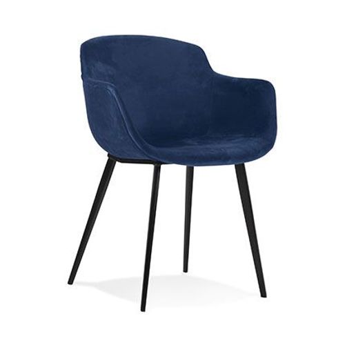 Chaise Repas 59x54x80 Cm En Velours Bleu Foncé - Guido