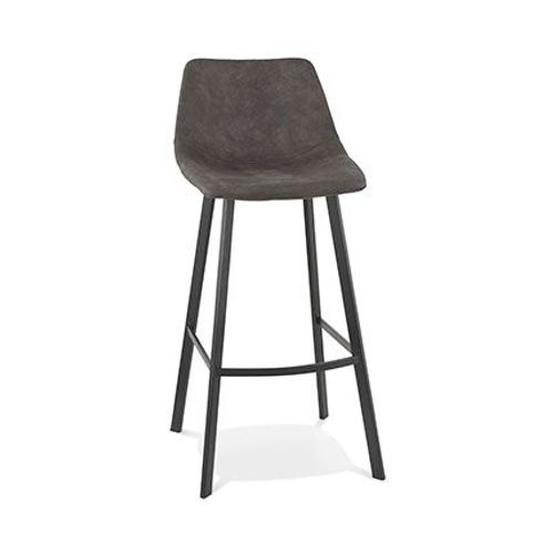 Chaise De Bar 50,5x43x100 Cm En Tissu Gris Foncé Et Piétement Noir