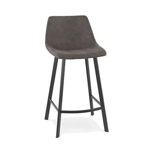 Chaise De Bar 50,5x43x90 Cm En Tissu Gris Foncé Et Piétement Noir