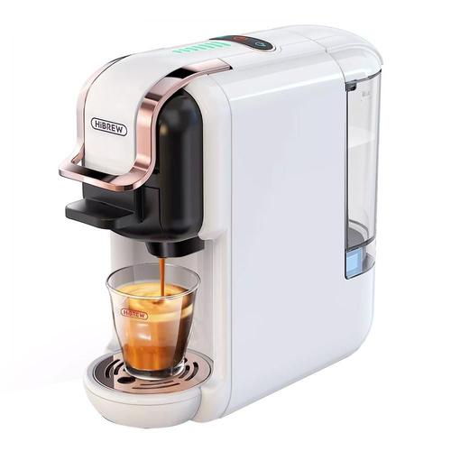 HiBREW H2B Cafetière 5 en 1 avec ligne de niveau d'eau, machine à café à capsules chaudes/froides 1450 W 19 bars, réservoir d'eau 600 ml - Blanc