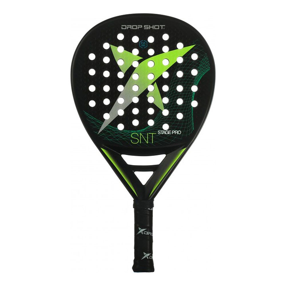 Raquette De Padel Drop Shot Stage Pro Padel En Fibre De Verre Carbone Noir Jaune Vert