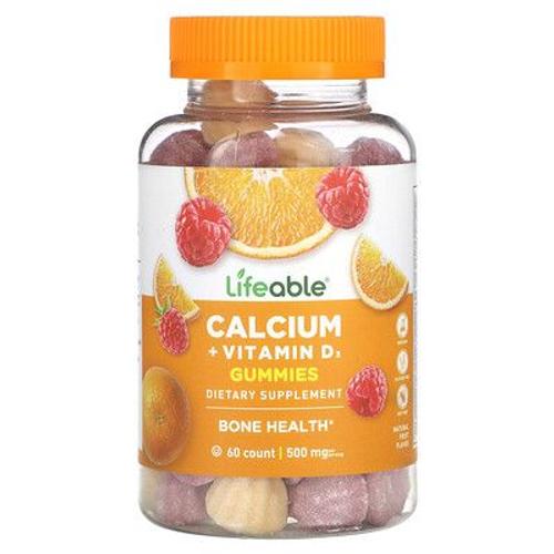 Lifeable, Gommes Au Calcium Et À La Vitamine D3, Aux Fruits Naturels, 60 Gommes