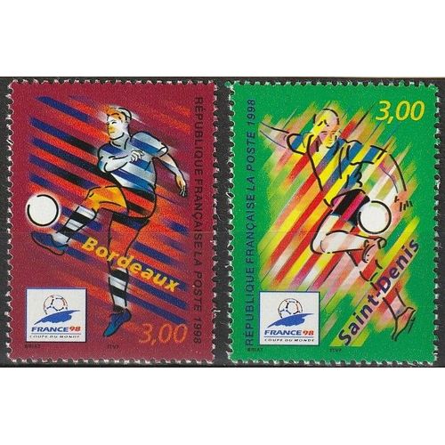 Lot De 2 Timbres Neuf** "France 98" N°3130 Bordeaux, 3131 Saint Denis. 1998.