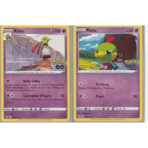 2 Cartes Pokemon - Xatu 033/078 + Natu 032/078 - Eb10,5 - Pokemon Go -