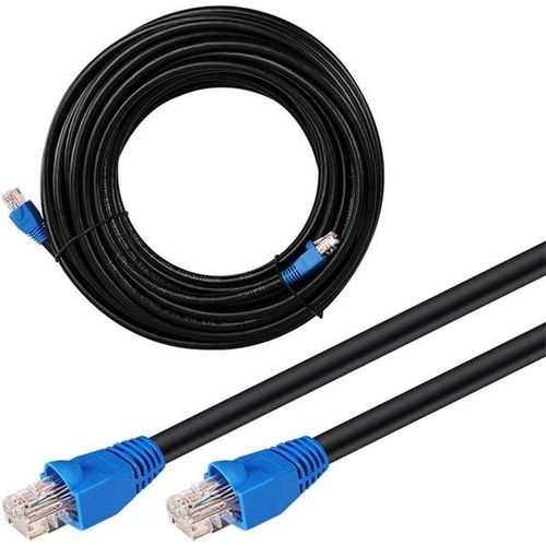 goobay - Cordon de raccordement - RJ-45 (M) pour RJ-45 (M) - 75 m - UTP - CAT 6 - rond, solide - noir