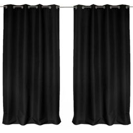 Lot De 2 Rideaux Occultants Ibiza À 8 ¿Illets - Longueur 240 Cm X Largeur 140 Cm - Noir