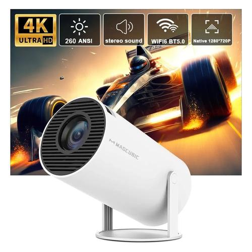 Projecteur Magcubique HY300 Pro - 4K, Android 11, Wifi 6, 260 ANSI, 1080P HD, Home Cinéma Extérieur Blanc