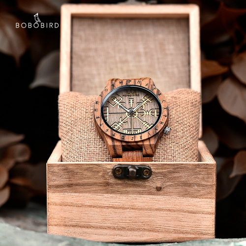 Montres Bois Élément Symbole Viking Logo Montre Personnaliser