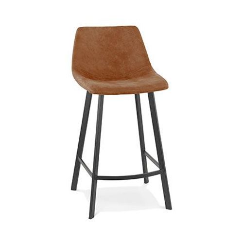 Chaise De Bar 50,5x43x90 Cm En Tissu Marron Et Piétement Noir