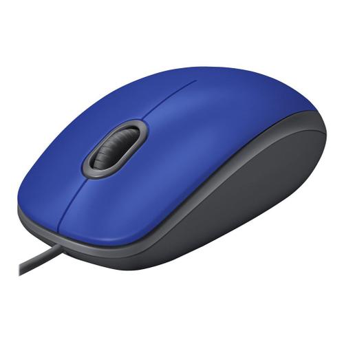 Logitech M110 Silent - Souris - droitiers et gauchers - optique - 3 boutons - filaire - USB-A - bleu