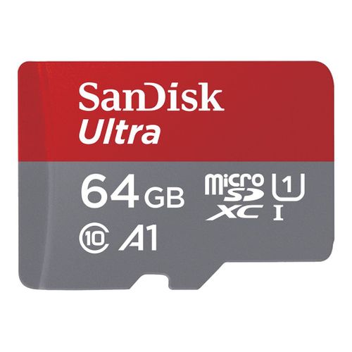 SanDisk Ultra - Carte mémoire flash (adaptateur microSDXC vers SD inclus(e)) - 64 Go - A1 / UHS-I U1 / Class10 - microSDXC UHS-I