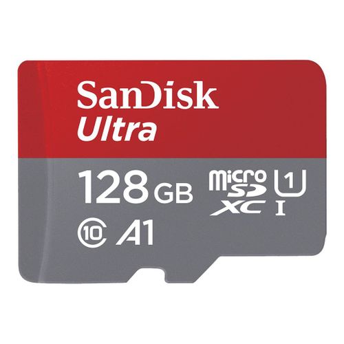 SanDisk Ultra - Carte mémoire flash (adaptateur microSDXC vers SD inclus(e)) - 128 Go - A1 / UHS-I U1 / Class10 - microSDXC UHS-I