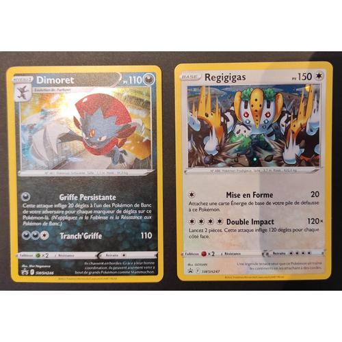 Lot De 2 Cartes Pokemon Eb11 Origine Perdue Dimoret Swsh246 Et Regigigas Swsh247