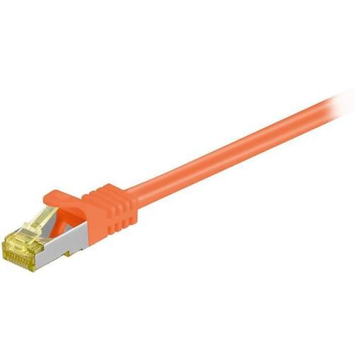 goobay - Cordon de raccordement - RJ-45 (M) pour RJ-45 (M) - 1 m - SFTP, PiMF - CAT 7 - sans halogène, moulé, sans crochet - orange