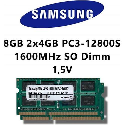 Samsung 8Go (2 x 4Go dual channel 1600MHz)-(pC3 12800S dDR3 sO-dimm pour ordinateur portable et notebook 1 mémoire rAM