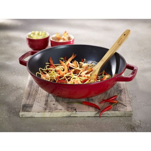 Wok Staub 30 Cm Couvercle En Verre Cerise