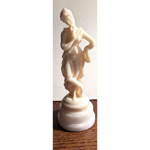 Statuette Femme Grecque en résine et pied en albâtre