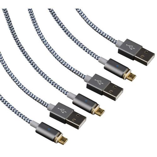 Lot de 3 câbles Micro USB à embout magnétique 1,2m