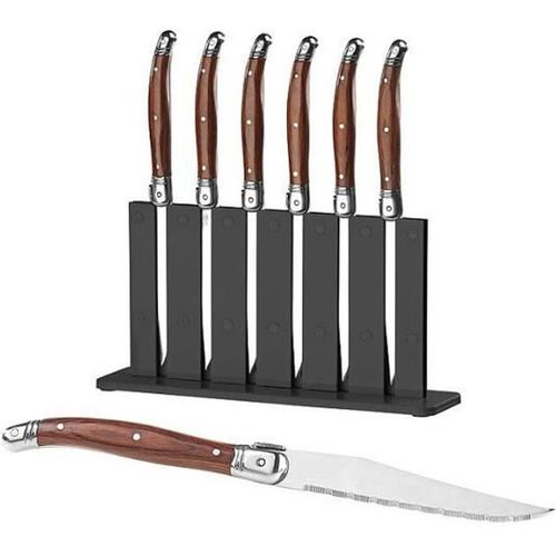 Bloc De 6 Couteaux À Steak Laguiole Avec Manche En Bois De Pakka
