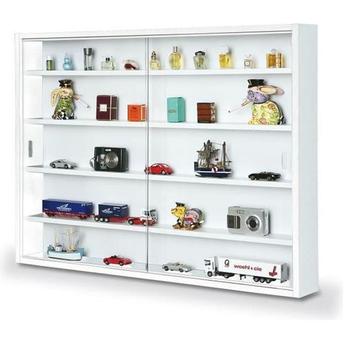 Vitrine Collecty Blanche, Comprend 2 Portes Vitrées Et 4 Tablettes.