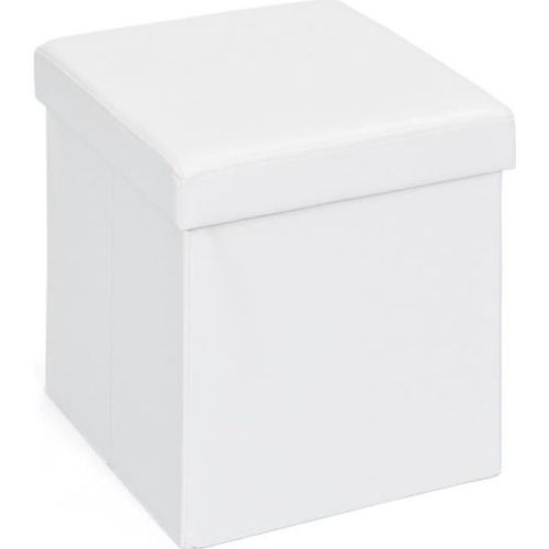 Repose-Pieds Pliable Setti De Couleur Blanche, Sert De Pouf Et De Boîte De Rangement.